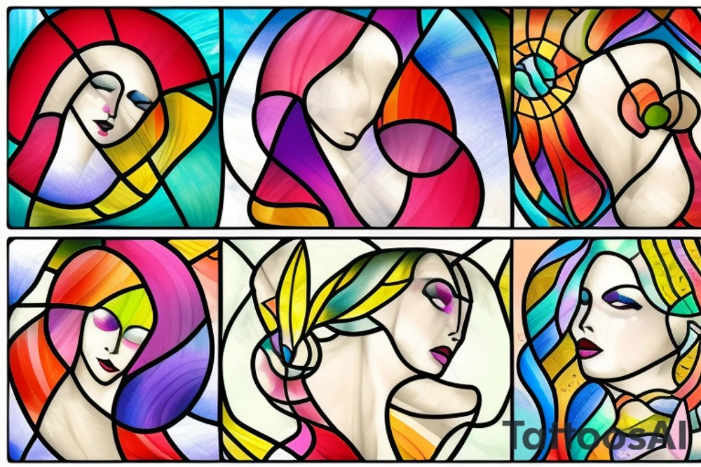 Stained glass woman tattoo idea