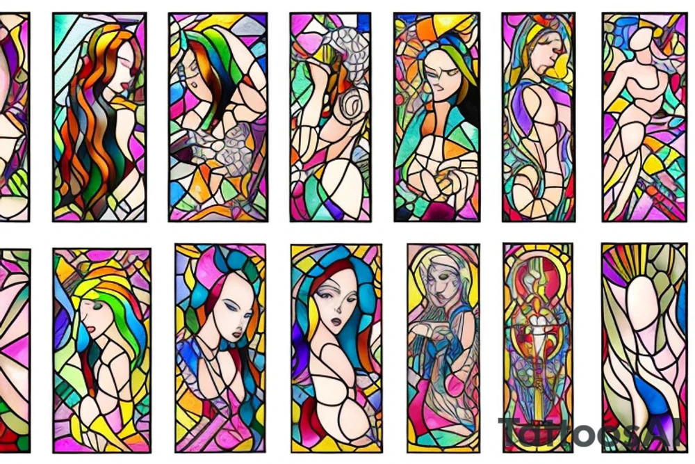 Stained glass woman tattoo idea
