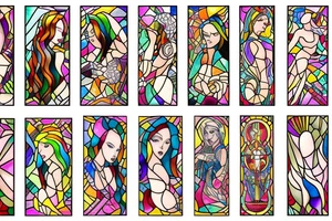 Stained glass woman tattoo idea