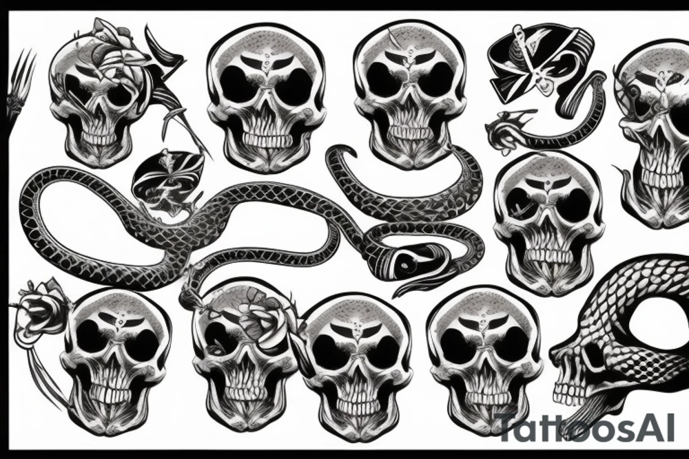 Snake and skull tattoo idea