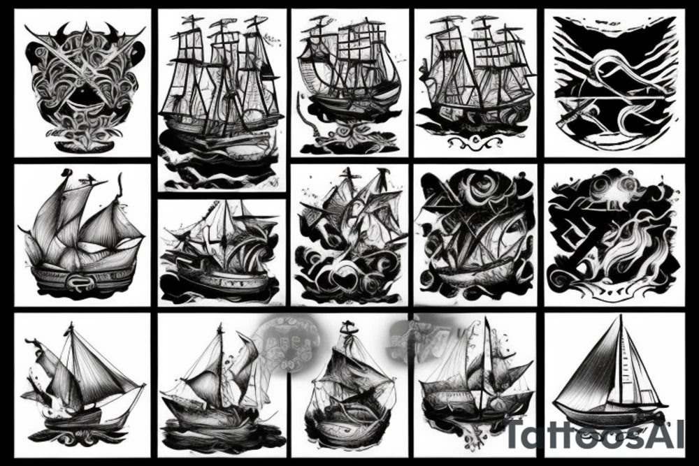 Burning ship tattoo idea