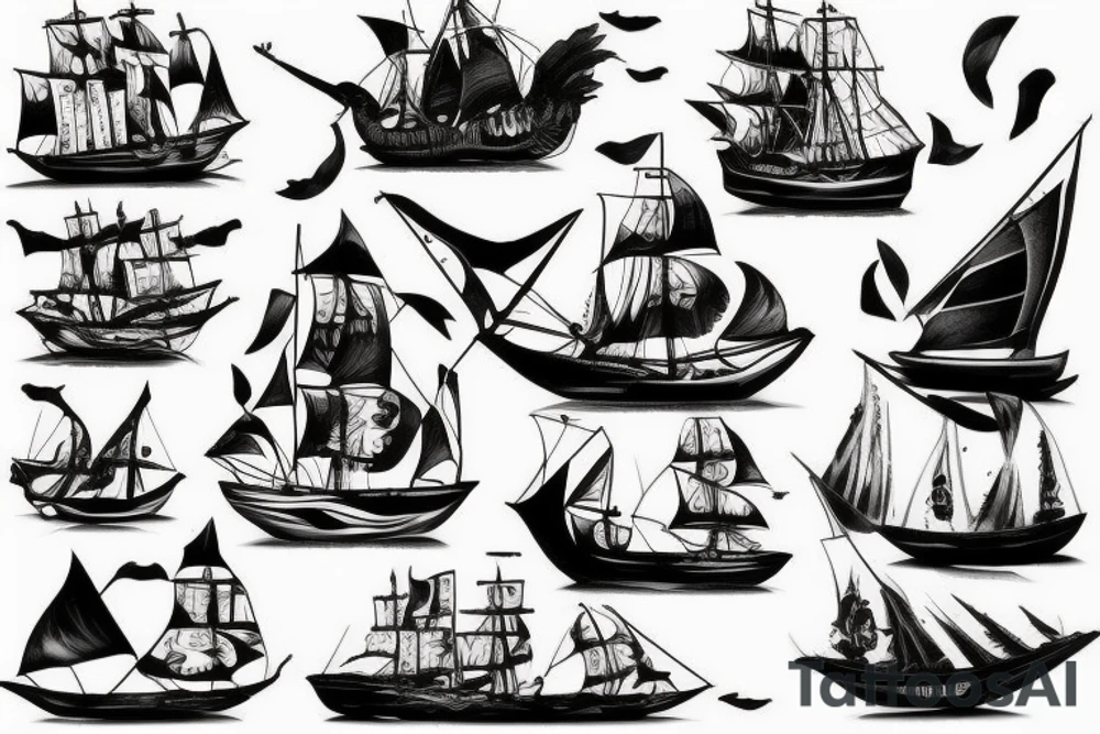 Burning ship tattoo idea