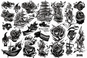Burning ship tattoo idea