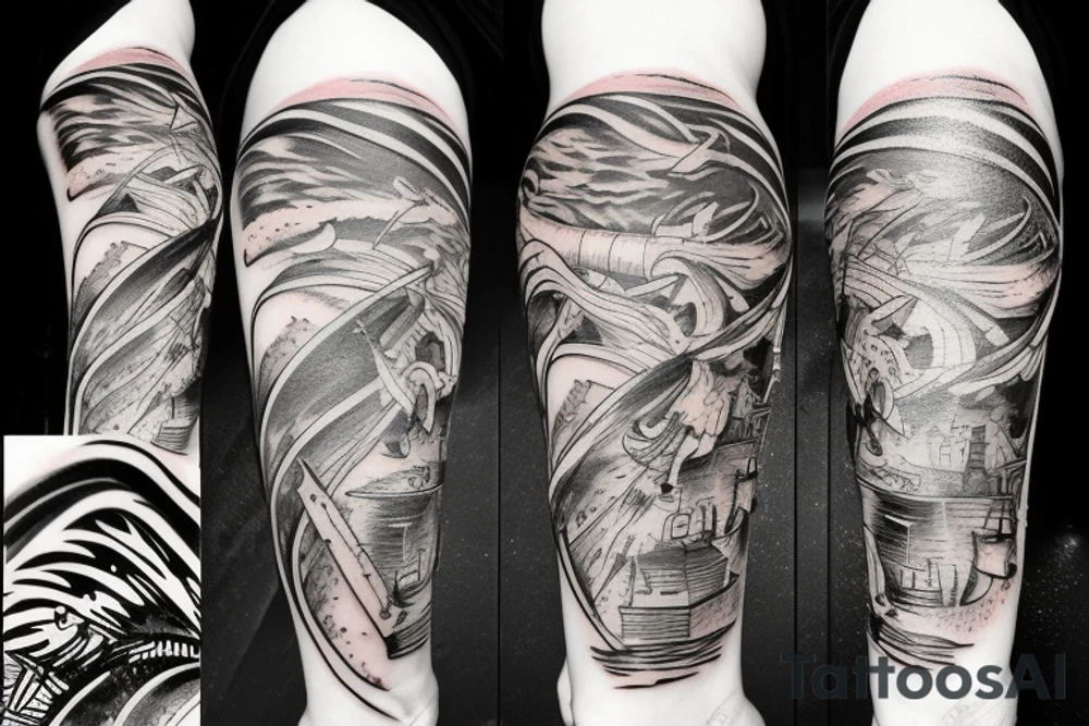 Burning ship tattoo idea