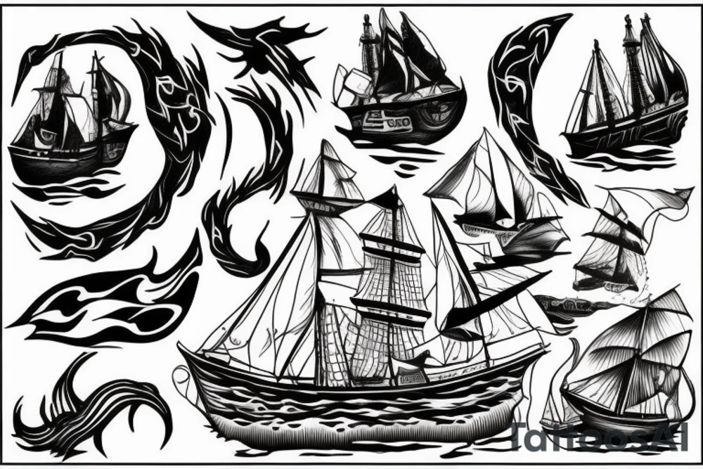 Burning ship tattoo idea