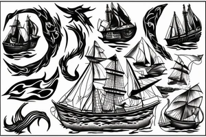 Burning ship tattoo idea