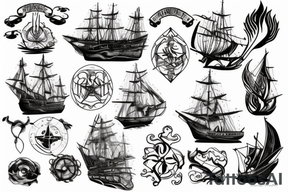 Burning ship tattoo idea