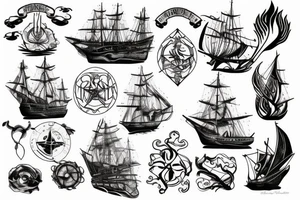 Burning ship tattoo idea