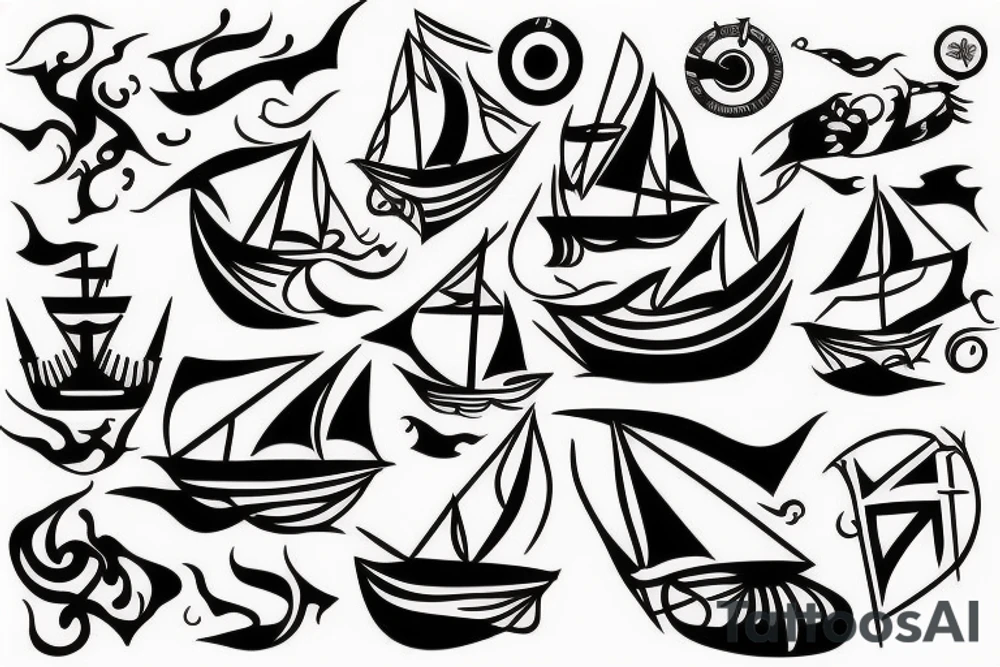 Burning ship tattoo idea