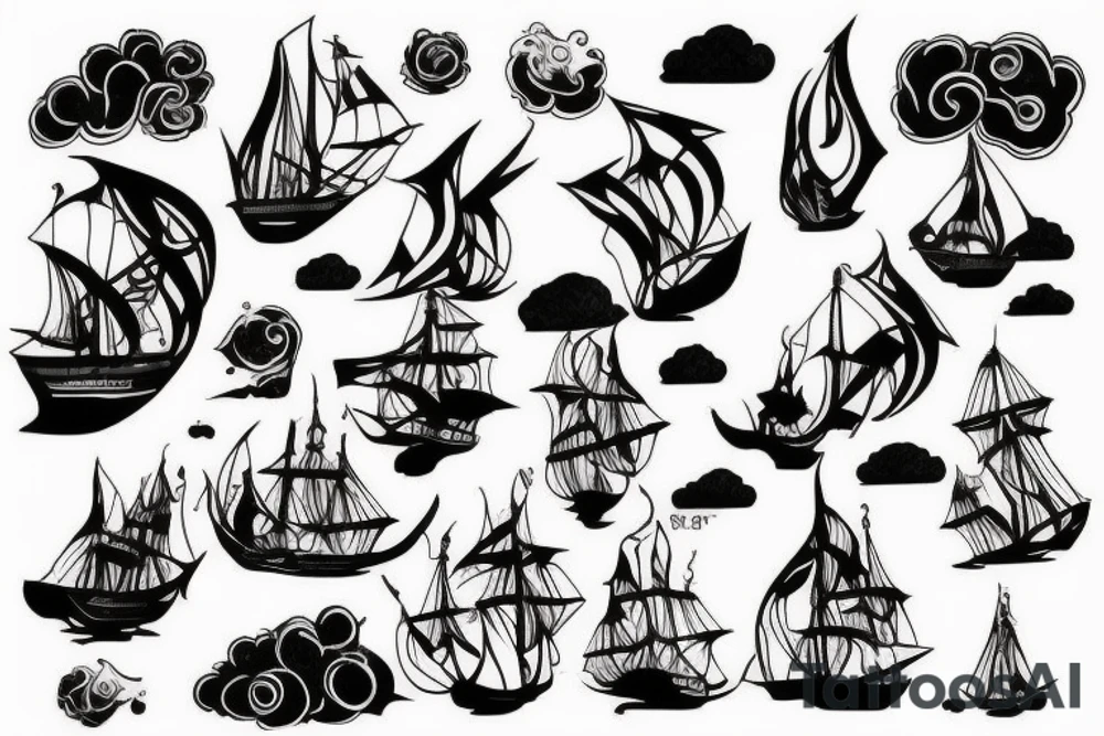 Burning ship tattoo idea