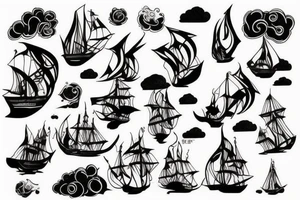 Burning ship tattoo idea