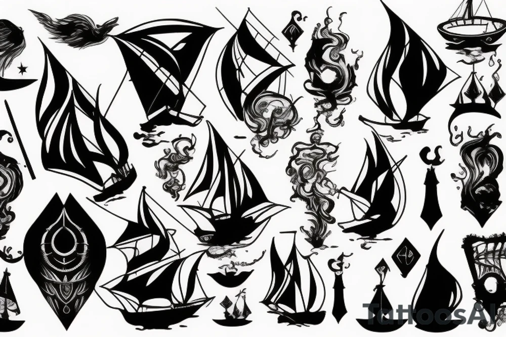 Burning ship tattoo idea