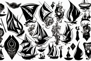 Burning ship tattoo idea