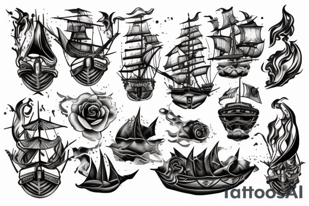 Burning ship tattoo idea