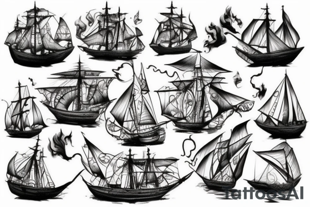 Burning ship tattoo idea