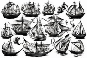 Burning ship tattoo idea