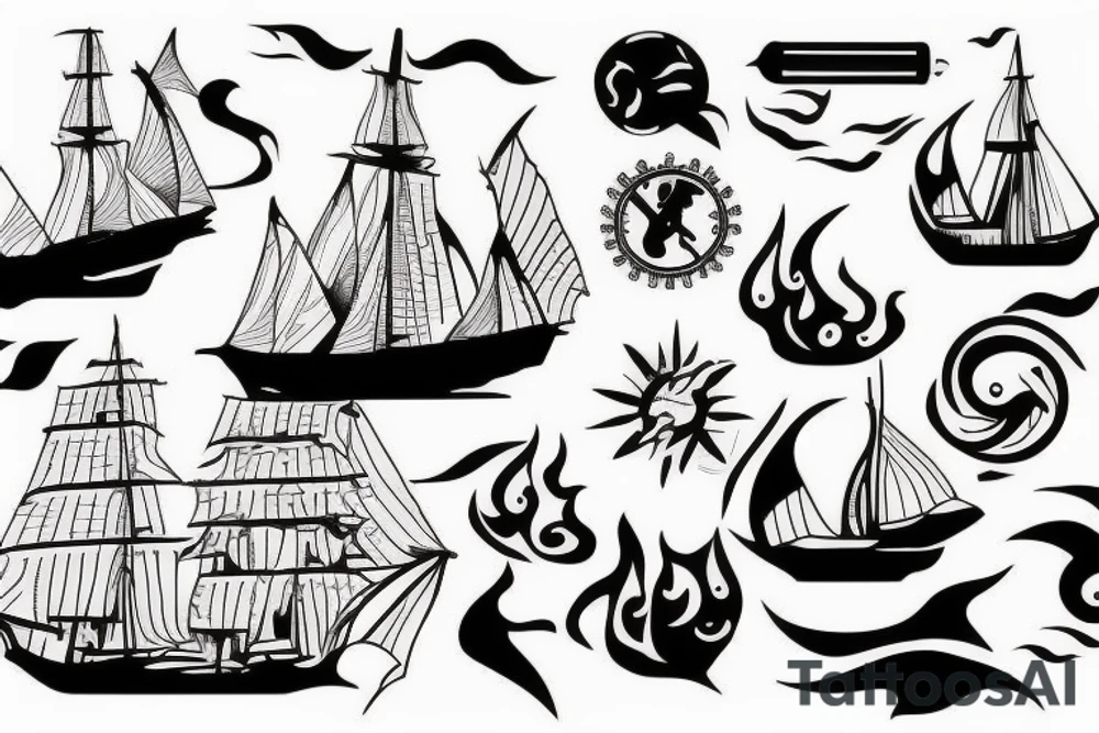 Burning ship tattoo idea