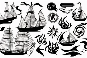 Burning ship tattoo idea