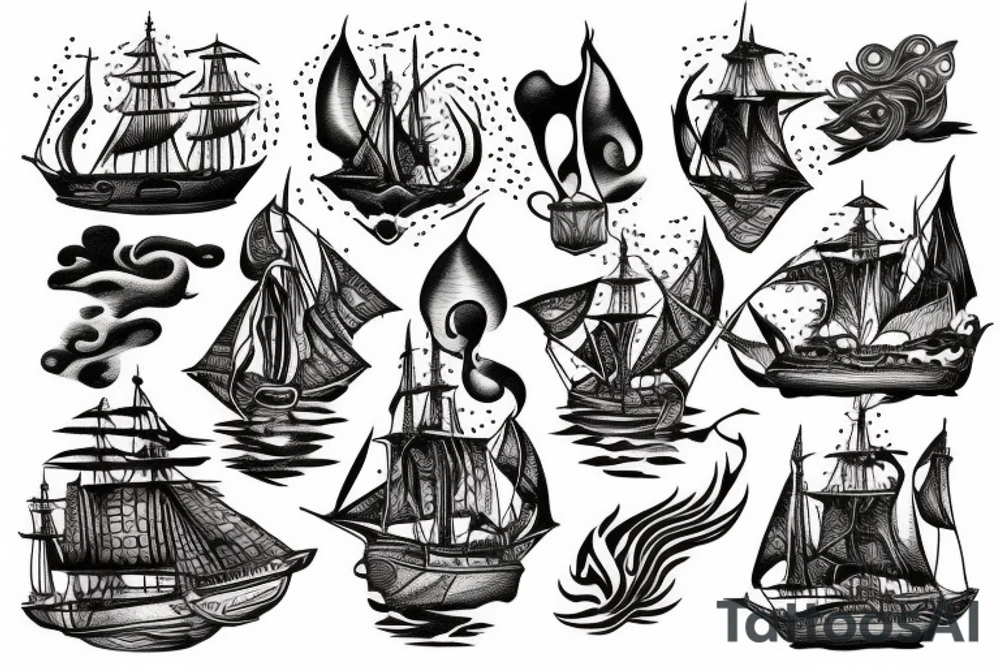 Burning ship tattoo idea