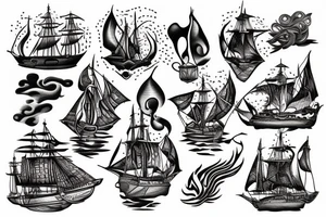 Burning ship tattoo idea