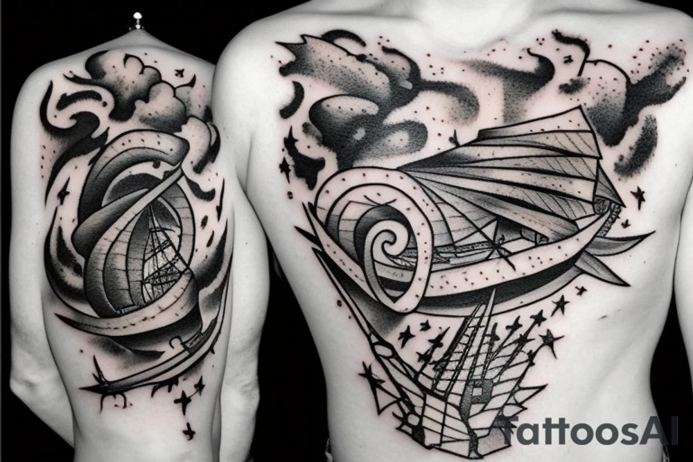 Burning ship tattoo idea
