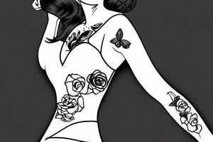 Pinup girl dancing and wearing a dress tattoo idea