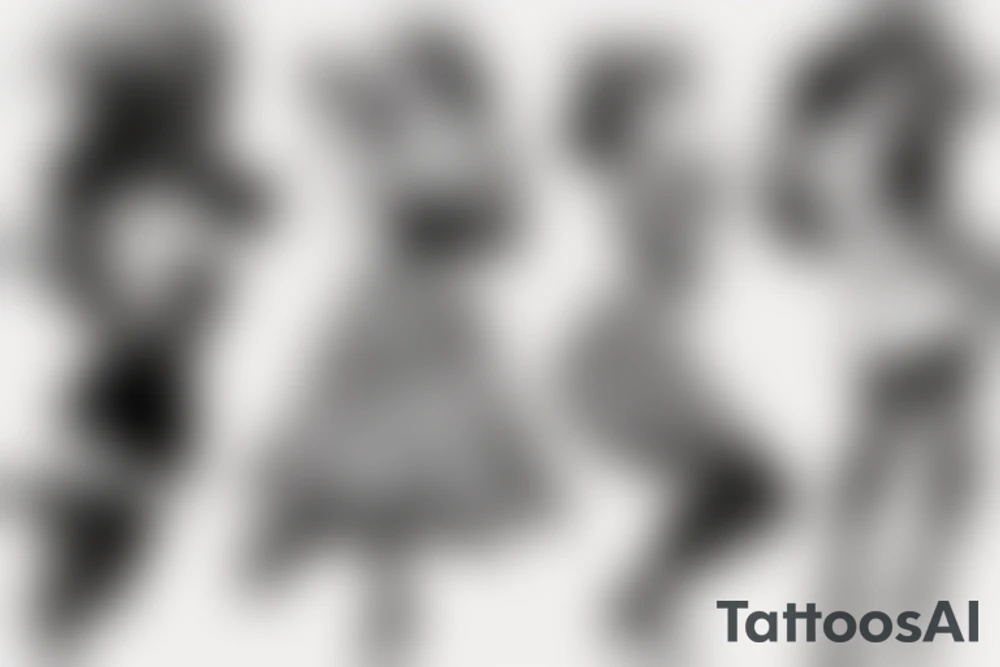 Pinup girl dancing and wearing a dress tattoo idea