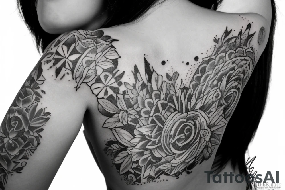 Girl wearing a dress looking over her shoulder and dancing tattoo idea