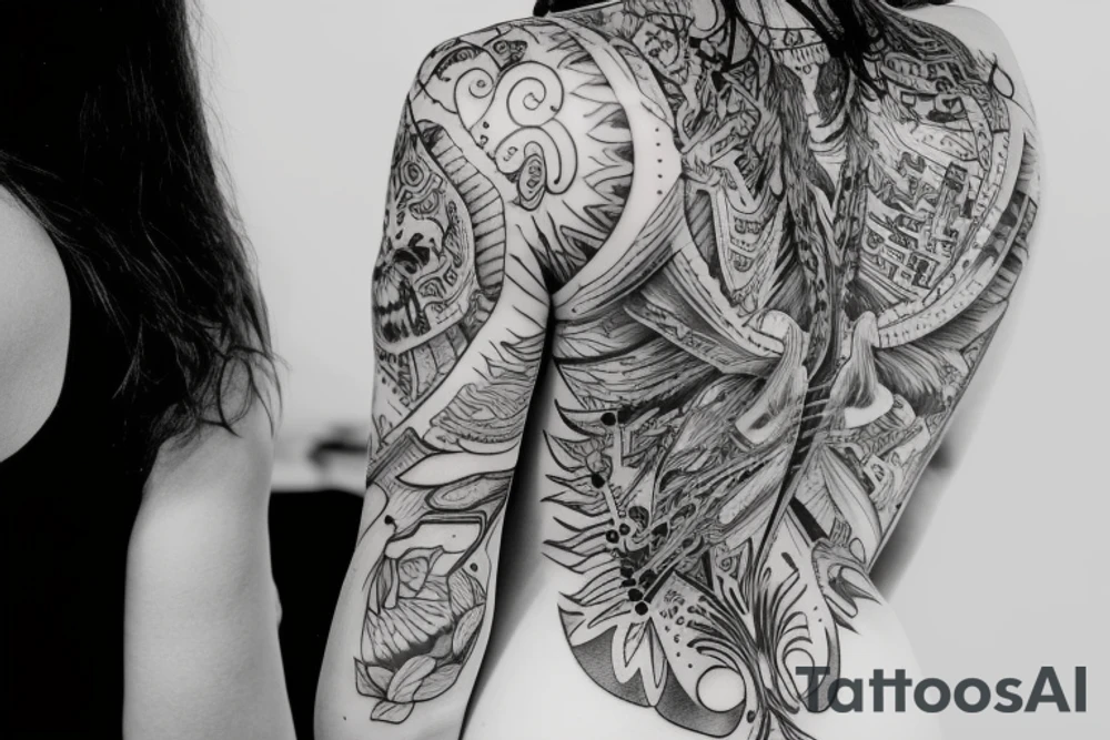 Girl wearing a dress looking over her shoulder and dancing tattoo idea