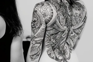 Girl wearing a dress looking over her shoulder and dancing tattoo idea