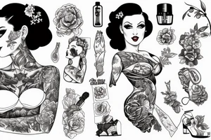 Pinup girl wearing a dress looking over her shoulder and dancing tattoo idea