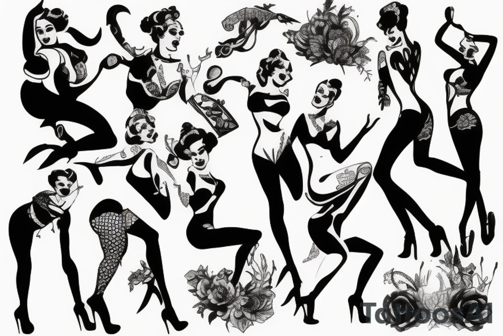 Pinup girl dancing tattoo idea