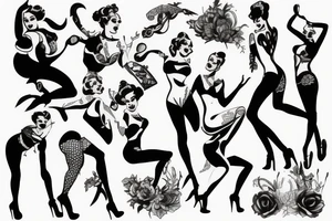 Pinup girl dancing tattoo idea
