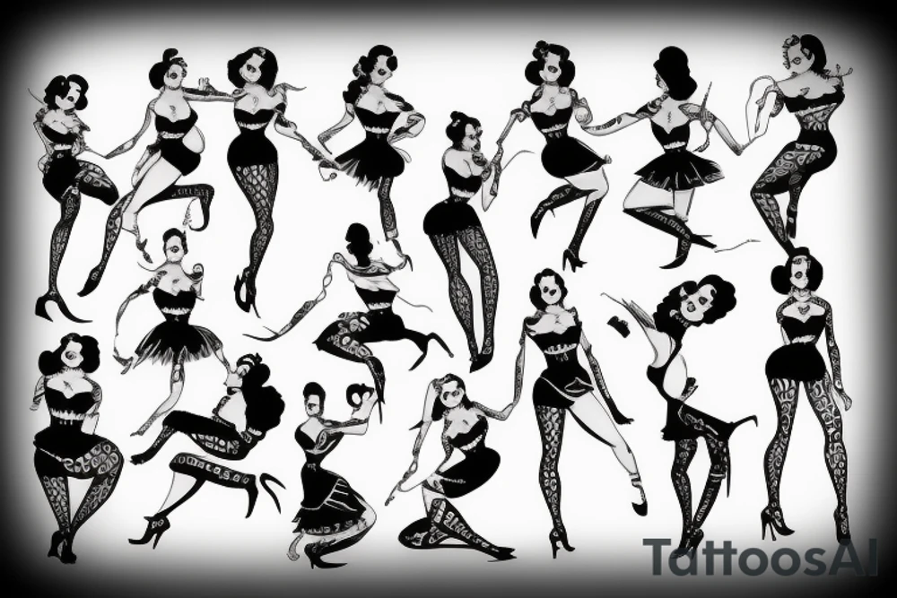 Pinup girl dancing tattoo idea