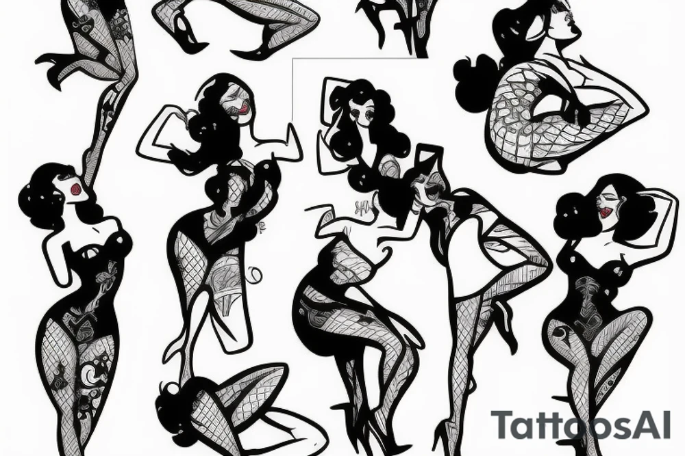 Pinup girl dancing tattoo idea