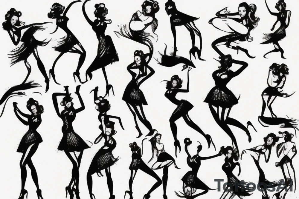 Pinup girl dancing tattoo idea