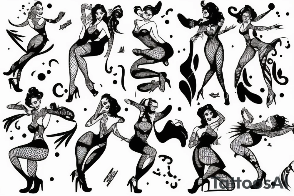 Pinup girl dancing tattoo idea