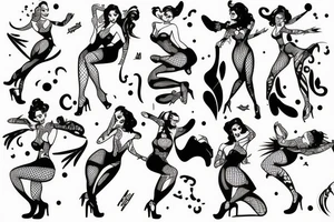 Pinup girl dancing tattoo idea