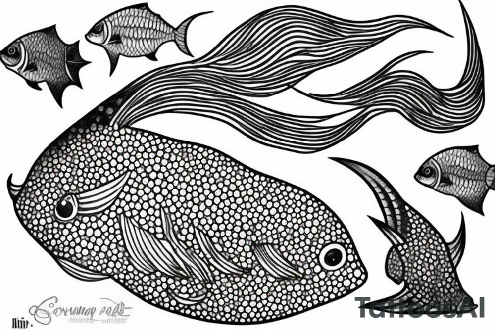 Fish rolling away from larger tattoo idea