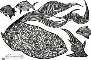 Fish rolling away from larger tattoo idea