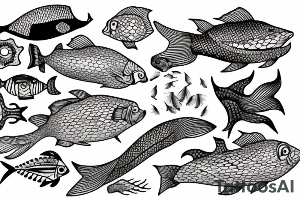 Fish rolling away from larger tattoo idea