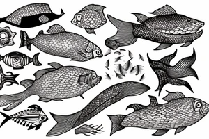 Fish rolling away from larger tattoo idea