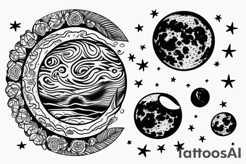 Moon rise in the rear view tattoo idea