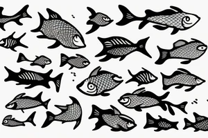 Fish swimming in the wrong direction of other fish tattoo idea