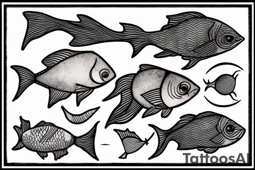 Fish swimming in the wrong direction of other fish tattoo idea