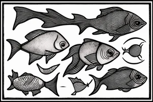 Fish swimming in the wrong direction of other fish tattoo idea