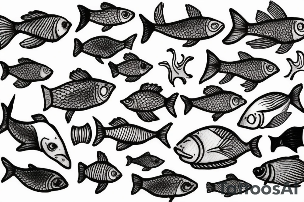 Fish swimming in the wrong direction of other fish tattoo idea