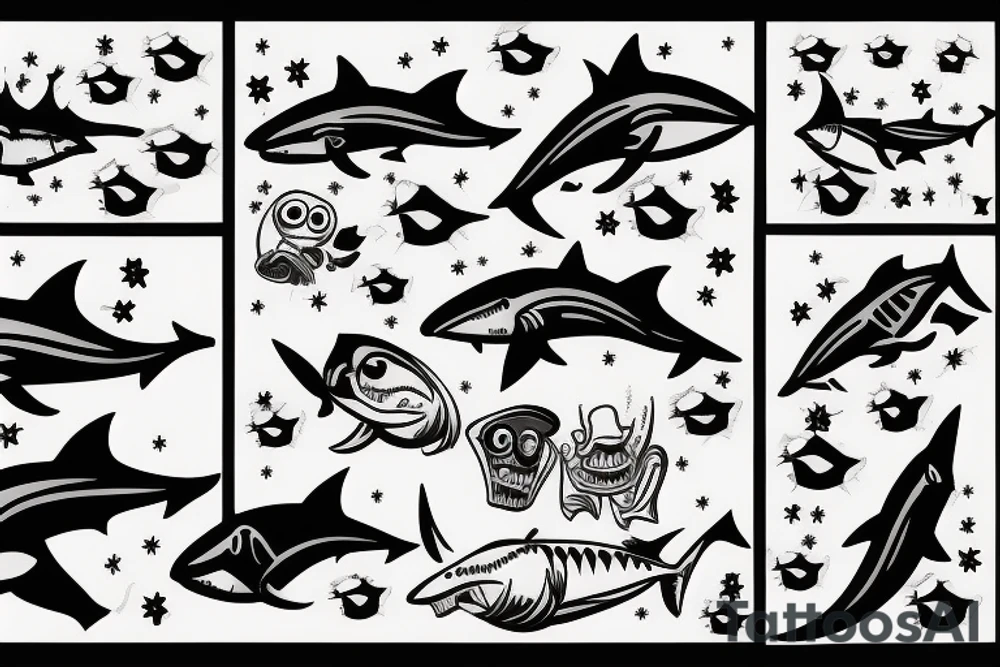 Bottom side of nursery shark tattoo idea
