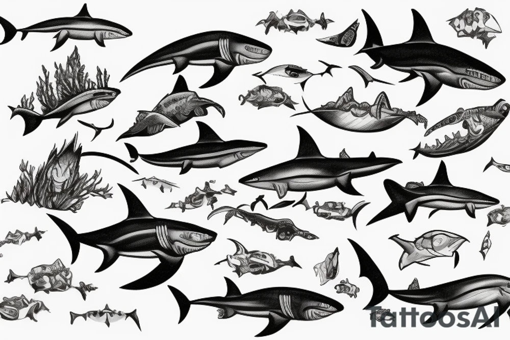 Bottom side of nursery shark tattoo idea
