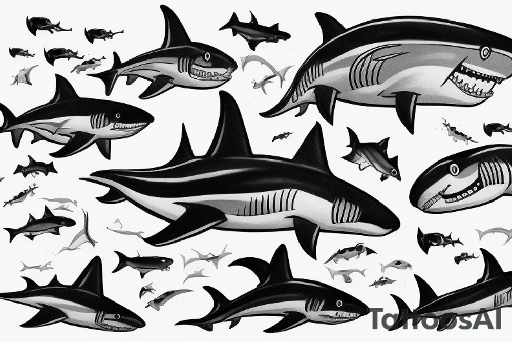 Under side of nursery shark tattoo idea